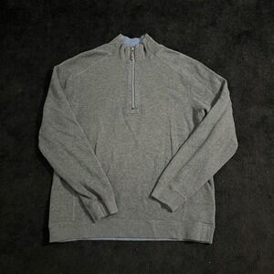 Tommy Bahama Quarter Zip Pullover Mens Medium Grey Marlin Logo Long Sleeve Top